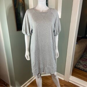 J. Crew Heather Gray Cotton Sweatshirt Mini Dress Puff Sleeve Medium M